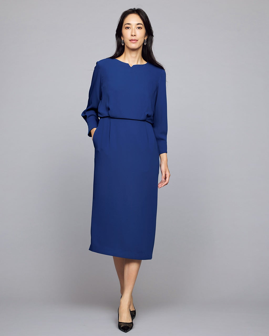 ダブルクロス・ブラウジングワンピース/40代50代からのレディース