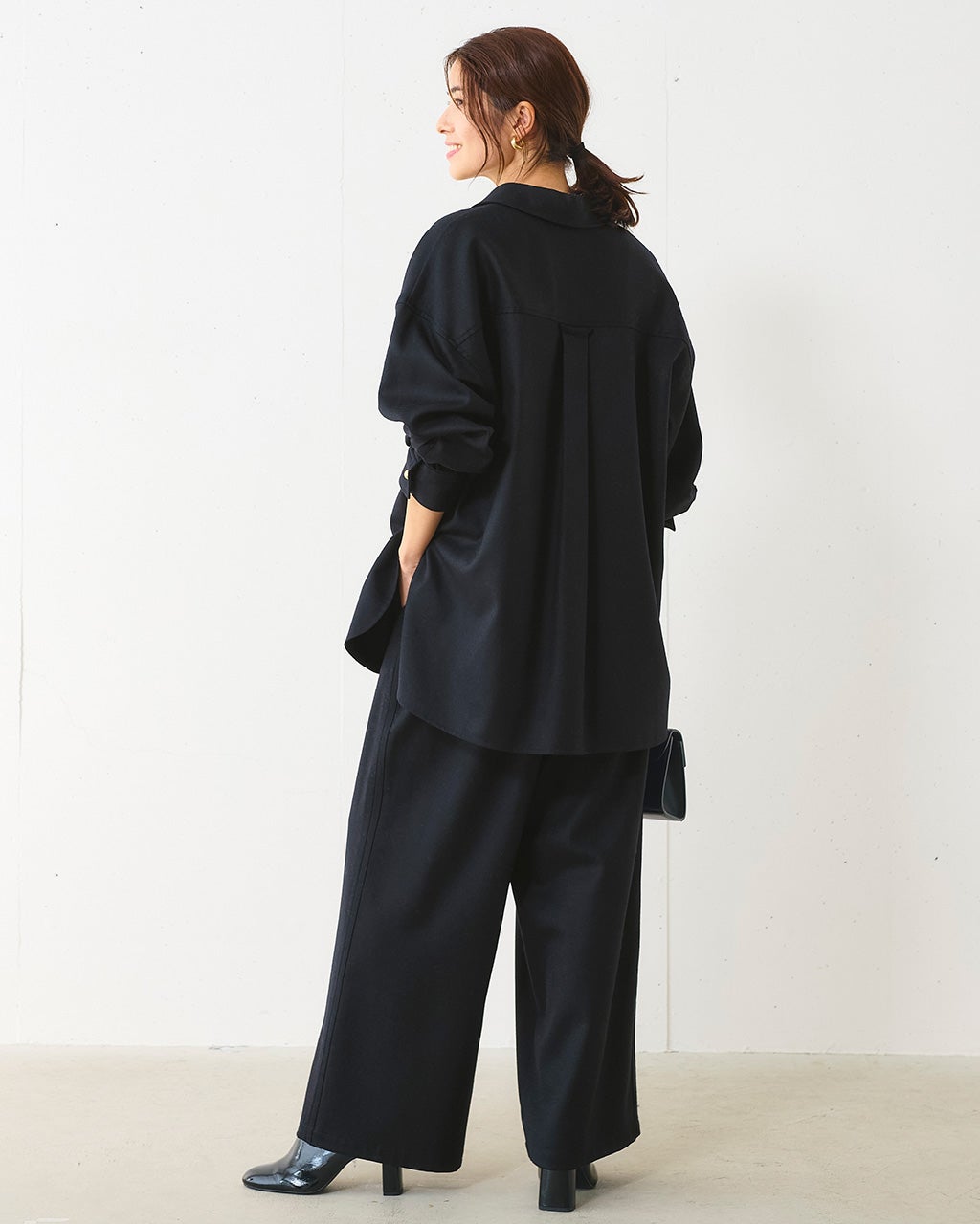 高密度フラノ・ドロストワイドパンツ/40代50代からのレディース