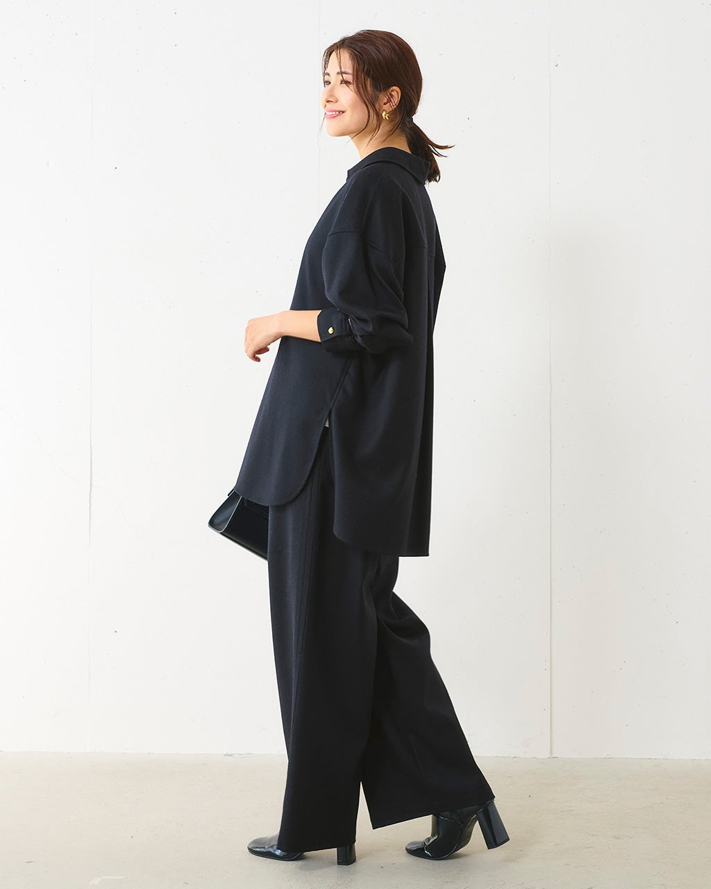 高密度フラノ・ドロストワイドパンツ/40代50代からのレディース