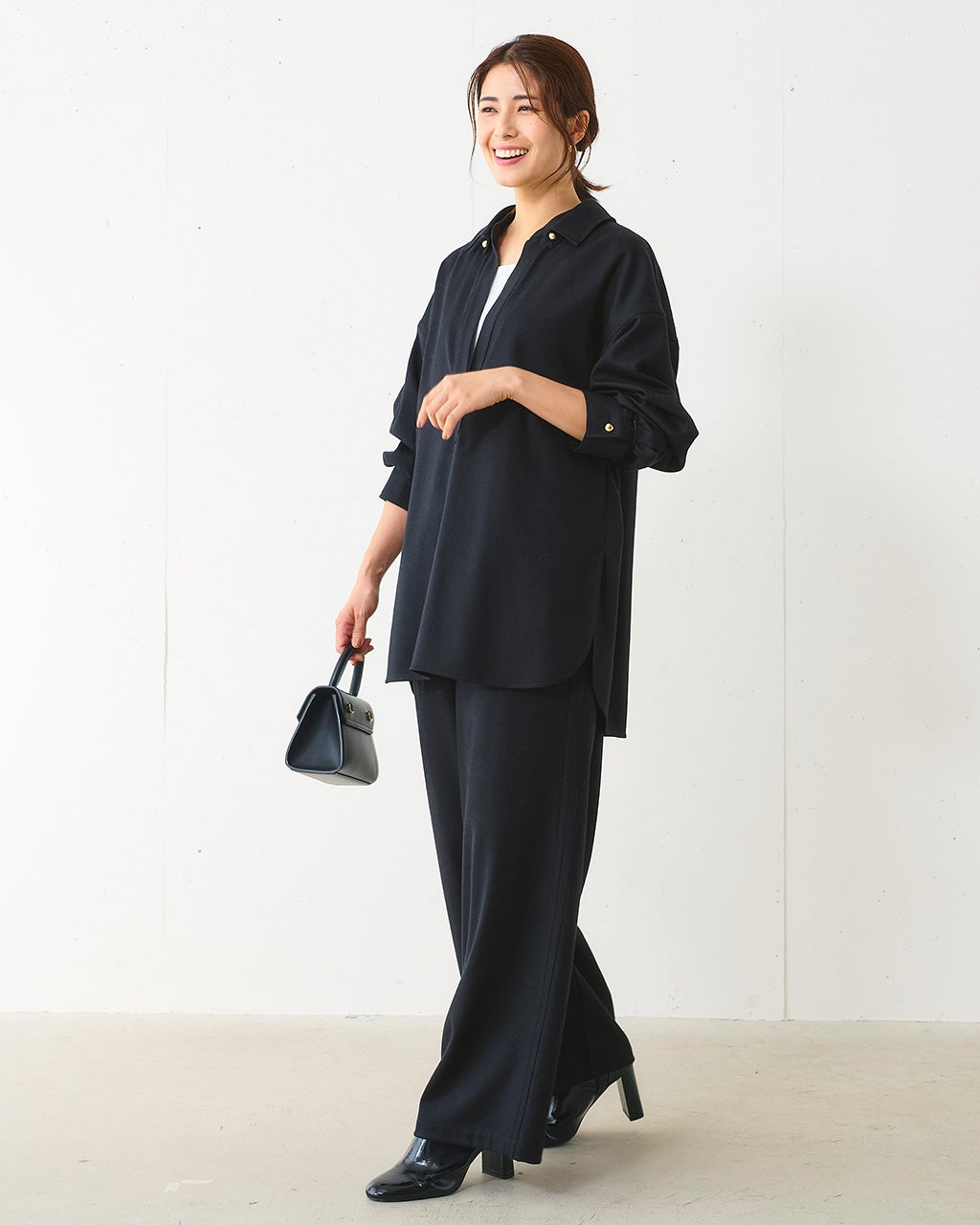 高密度フラノ・ドロストワイドパンツ/40代50代からのレディース