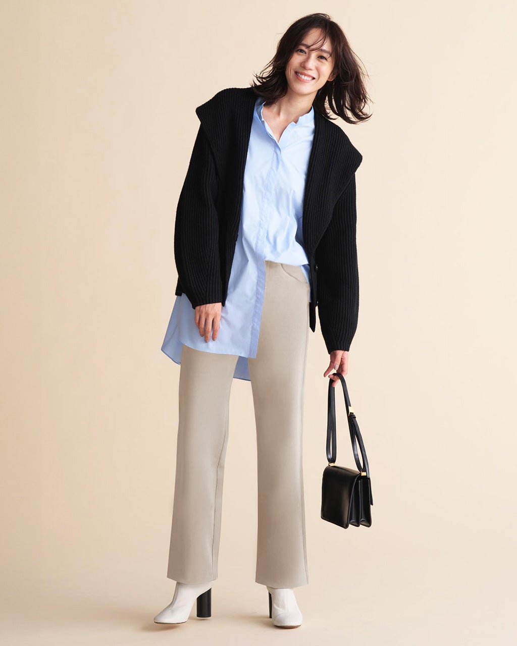 D&G ベージュ スエード ストレートパンツ アニュアンス anuans 【23ver.】バックサテンストレートパンツ