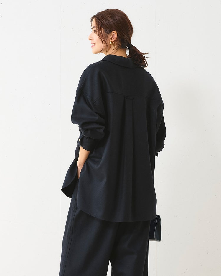 高密度フラノ・スキッパーブラウス 詳細画像 ミッドナイトブルー 5