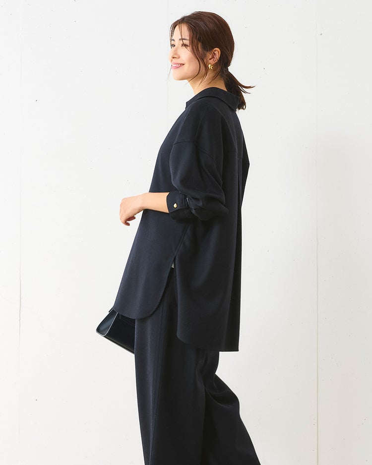 高密度フラノ・スキッパーブラウス 詳細画像 ミッドナイトブルー 6