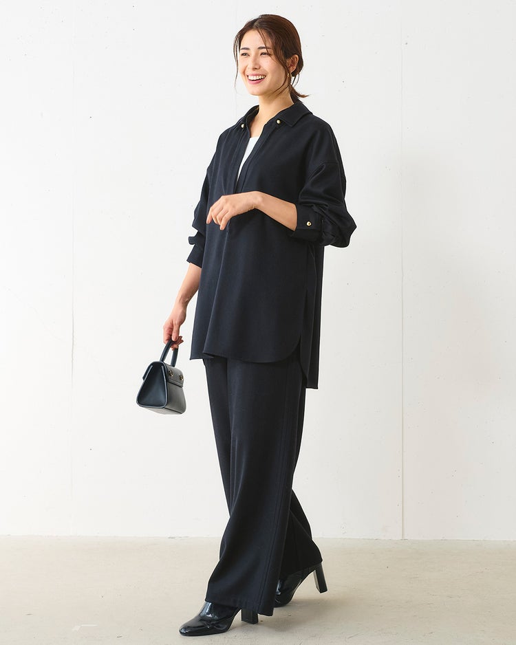 高密度フラノ・スキッパーブラウス 詳細画像 ミッドナイトブルー 7