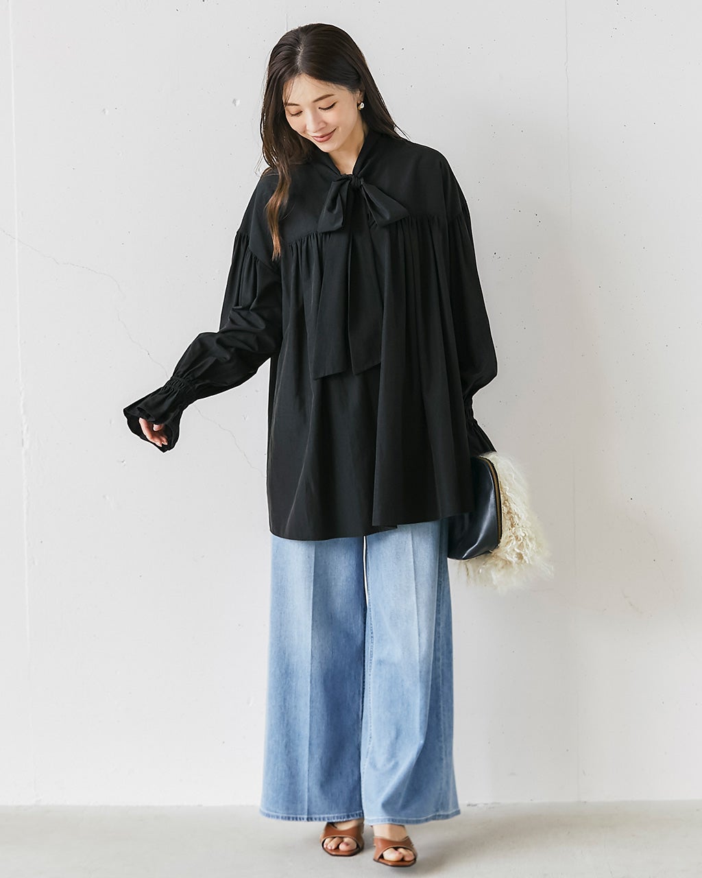 2400Z セオリーリュクス ボウタイブラウス 大きいサイズ XLトリアセテート 2400Z セオリーリュクス ボウタイブラウス 大きいサイズ XL