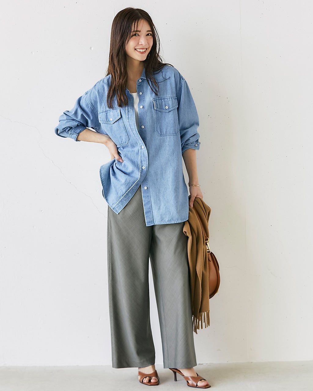 ウォッシュドデニム・オーバーシャツ/40代50代からのレディース