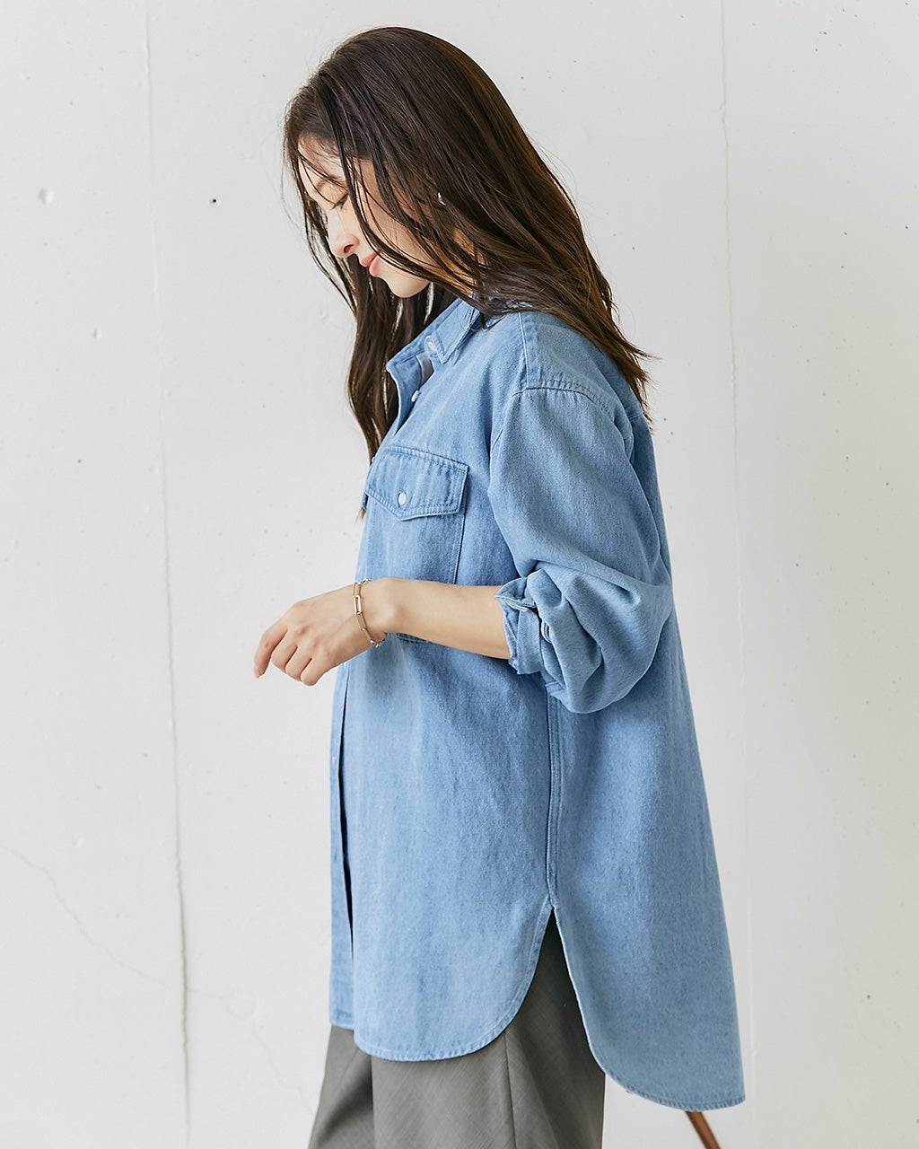 ウォッシュドデニム・オーバーシャツ/DoCLASSE