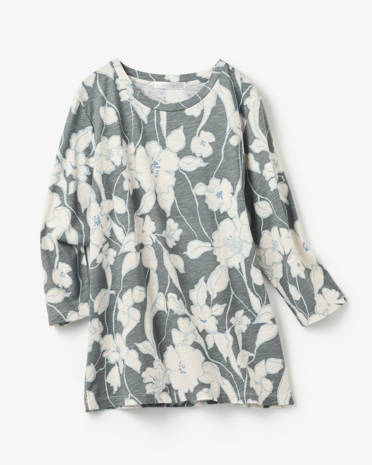 綿スラブ・クルーネックT／7分袖 詳細画像 グレー 3