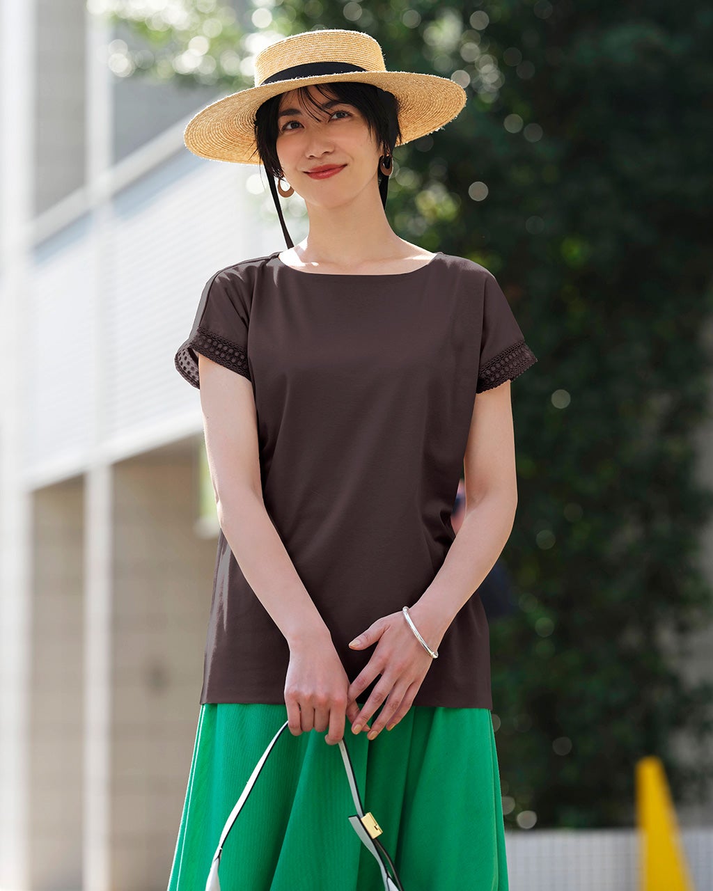 レースフレンチ袖／スーピマ・ドゥクラッセTシャツ/DoCLASSE