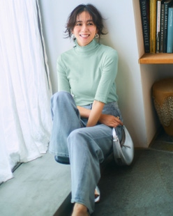 コットンガーゼ・メロウハイネック/5分袖