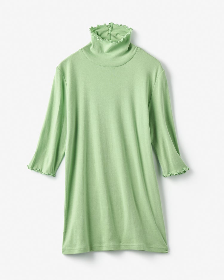 コットンガーゼ・メロウハイネック／5分袖 詳細画像 ライトグリーン 3