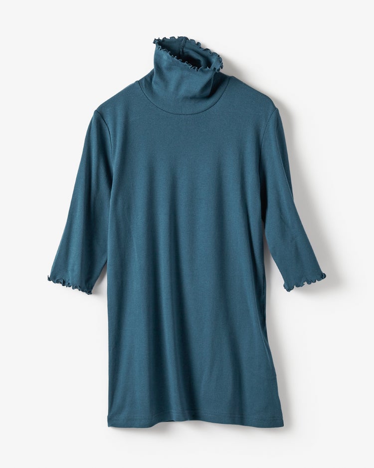 コットンガーゼ・メロウハイネック／5分袖 詳細画像 ダークピーコック 1