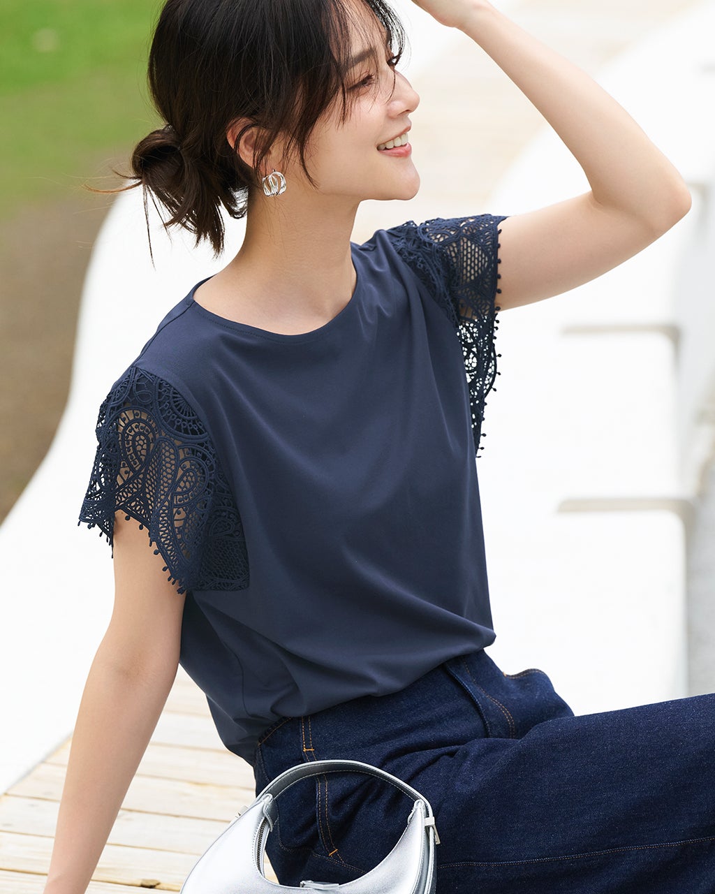 モンクレール Lotus スプリング フリル レース レディース ネイビー 0 レディース（ネイビー）一覧/40代50代からのファッション通販
