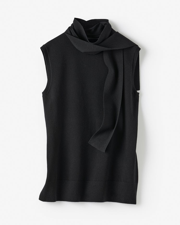 ストレッチニット・ボウタイハイネック 詳細画像 ブラック 8