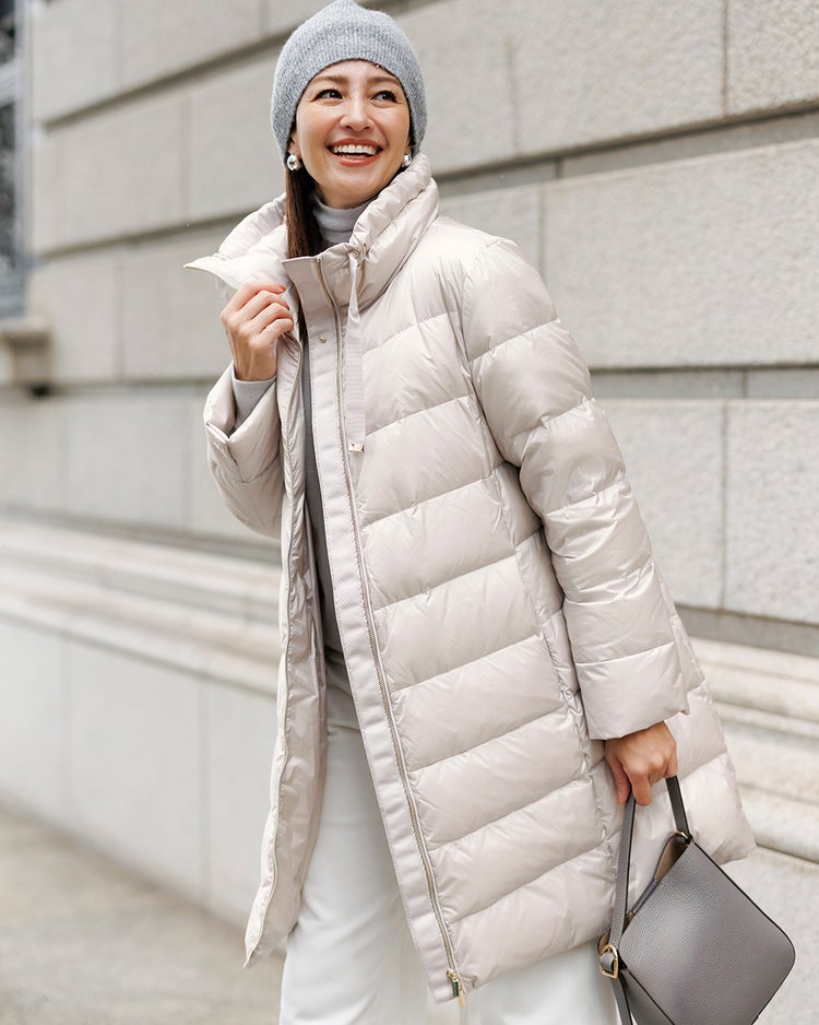 艶Airダウン・スタンドカラーロングコート 詳細画像 ストーン 1