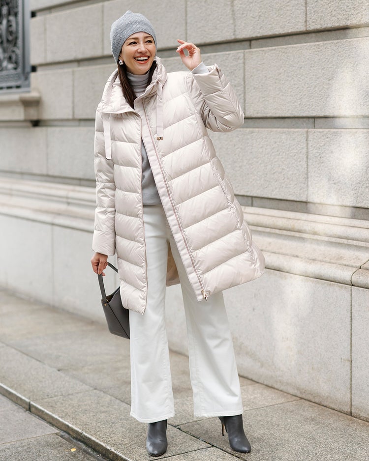 艶Airダウン・スタンドカラーロングコート 詳細画像 ストーン 2