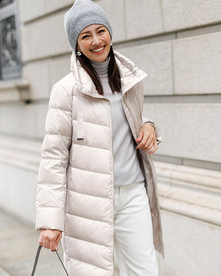 艶Airダウン・スタンドカラーロングコート 詳細画像 ストーン 3