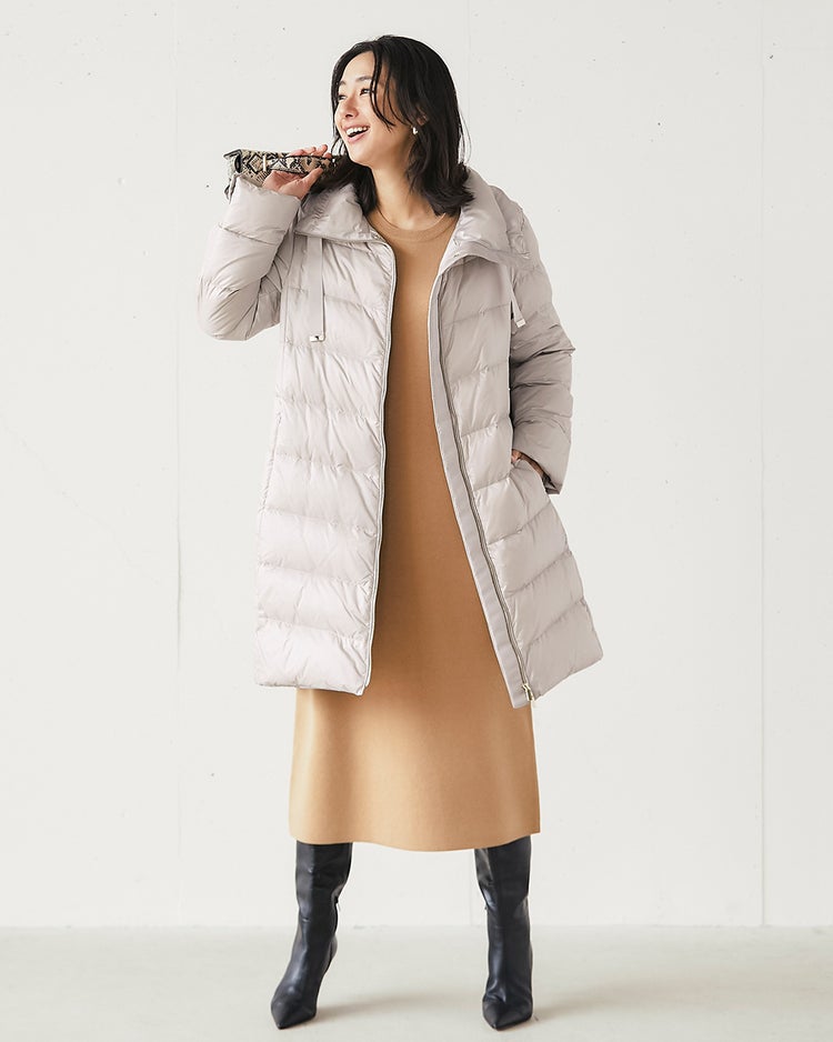 艶Airダウン・スタンドカラーロングコート 詳細画像 ストーン 6