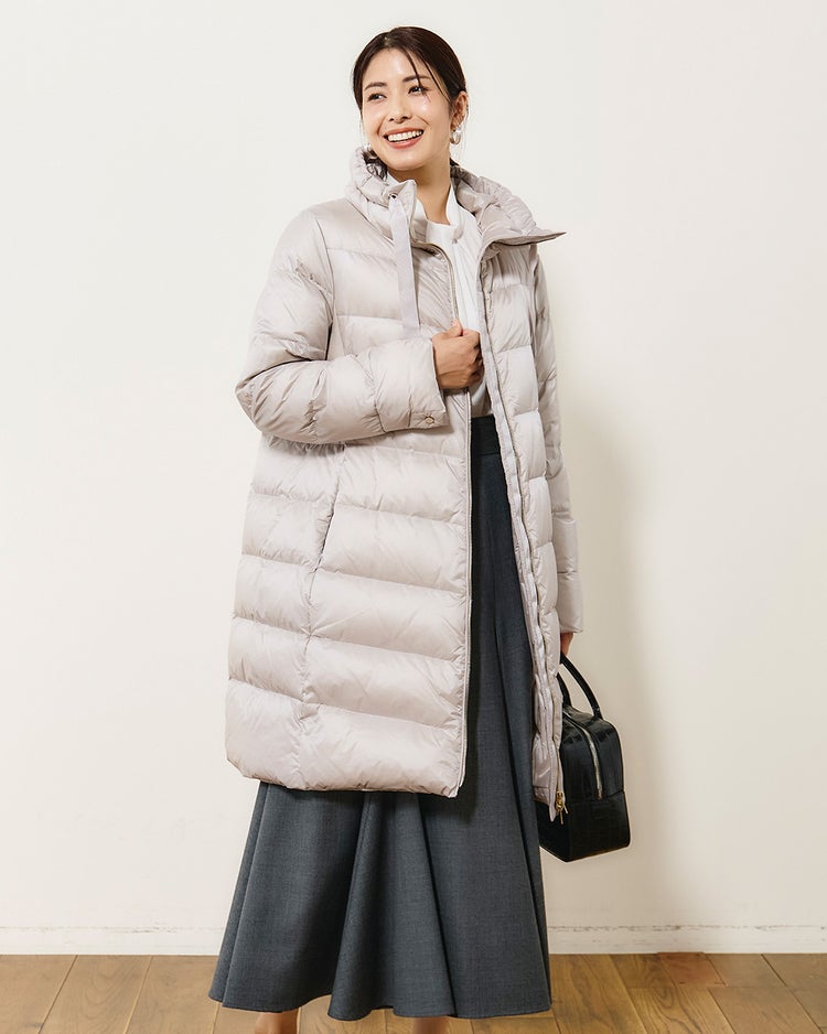 艶Airダウン・スタンドカラーロングコート 詳細画像 ストーン 8