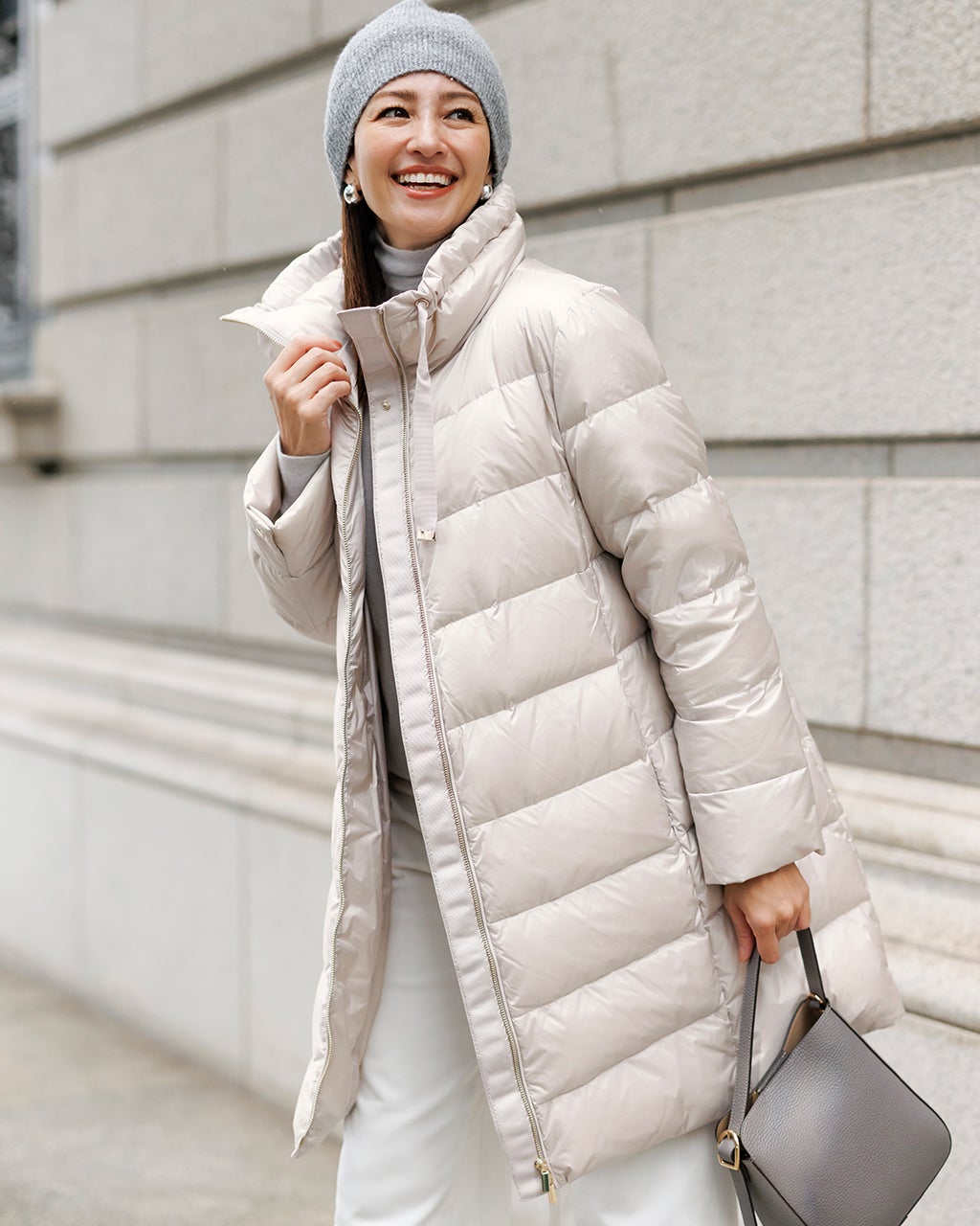 艶Airダウン・スタンドカラーロングコート/DoCLASSE