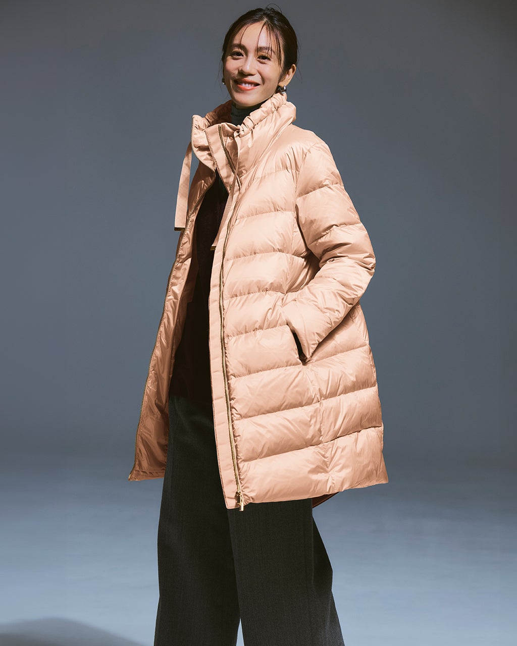 艶Airダウン・スタンドカラーロングコート/40代50代からのレディース