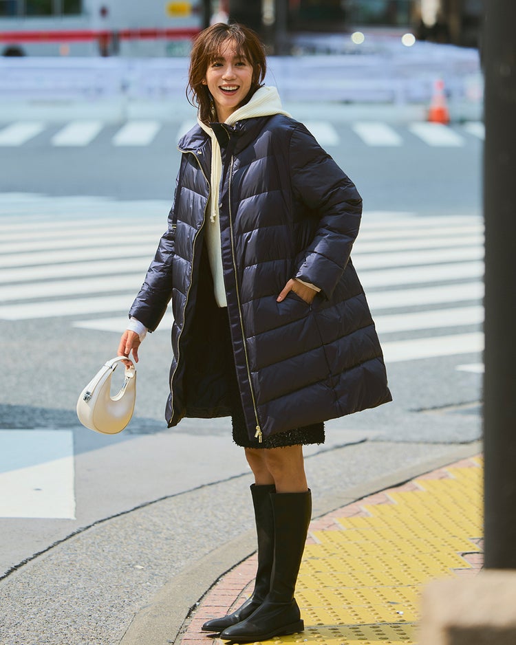 艶Airダウン・スタンドカラーロングコート 詳細画像 ミッドナイトブルー 1