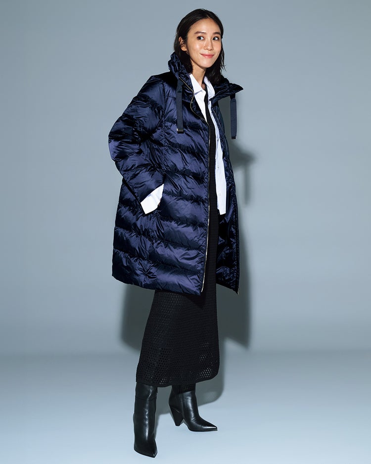 艶Airダウン・スタンドカラーロングコート 詳細画像 ミッドナイトブルー 6