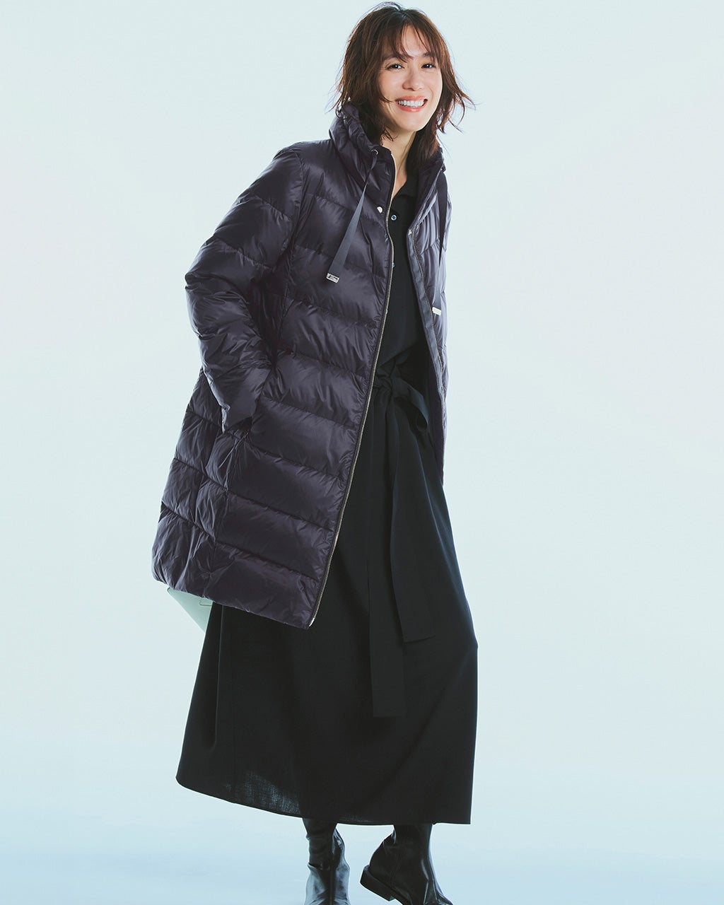 艶Airダウン・スタンドカラーロングコート/40代50代からのレディース
