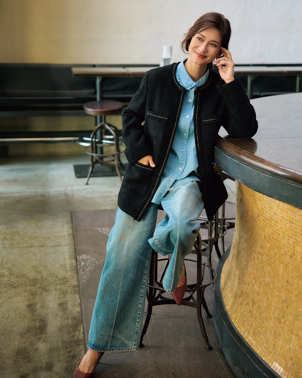 チェーンツイード・ロングジャケット/40代50代からのレディース