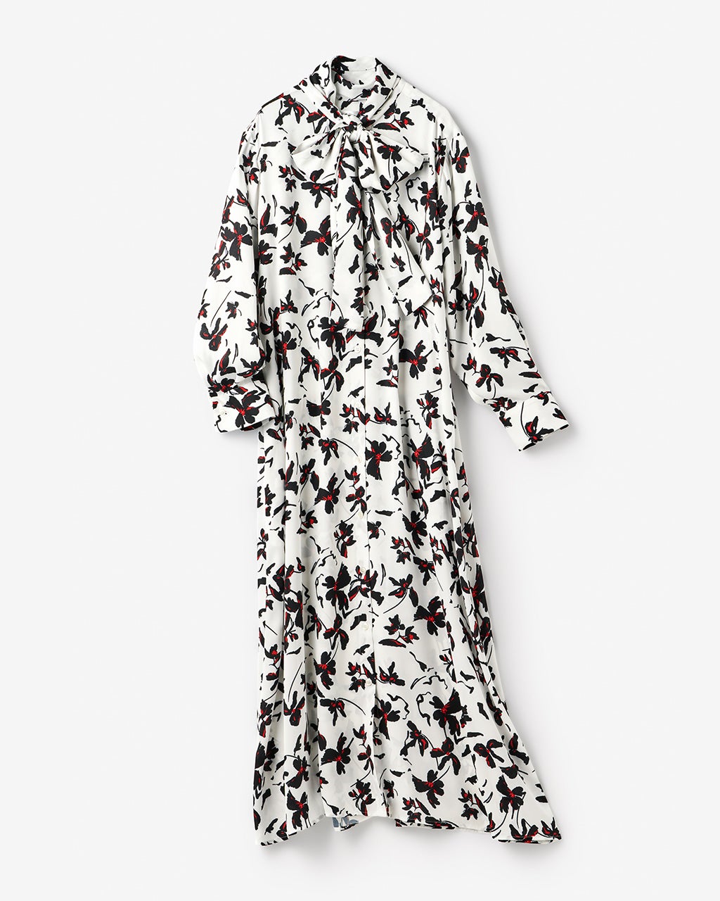 バックサテン・ボウタイシャツワンピース/DoCLASSE