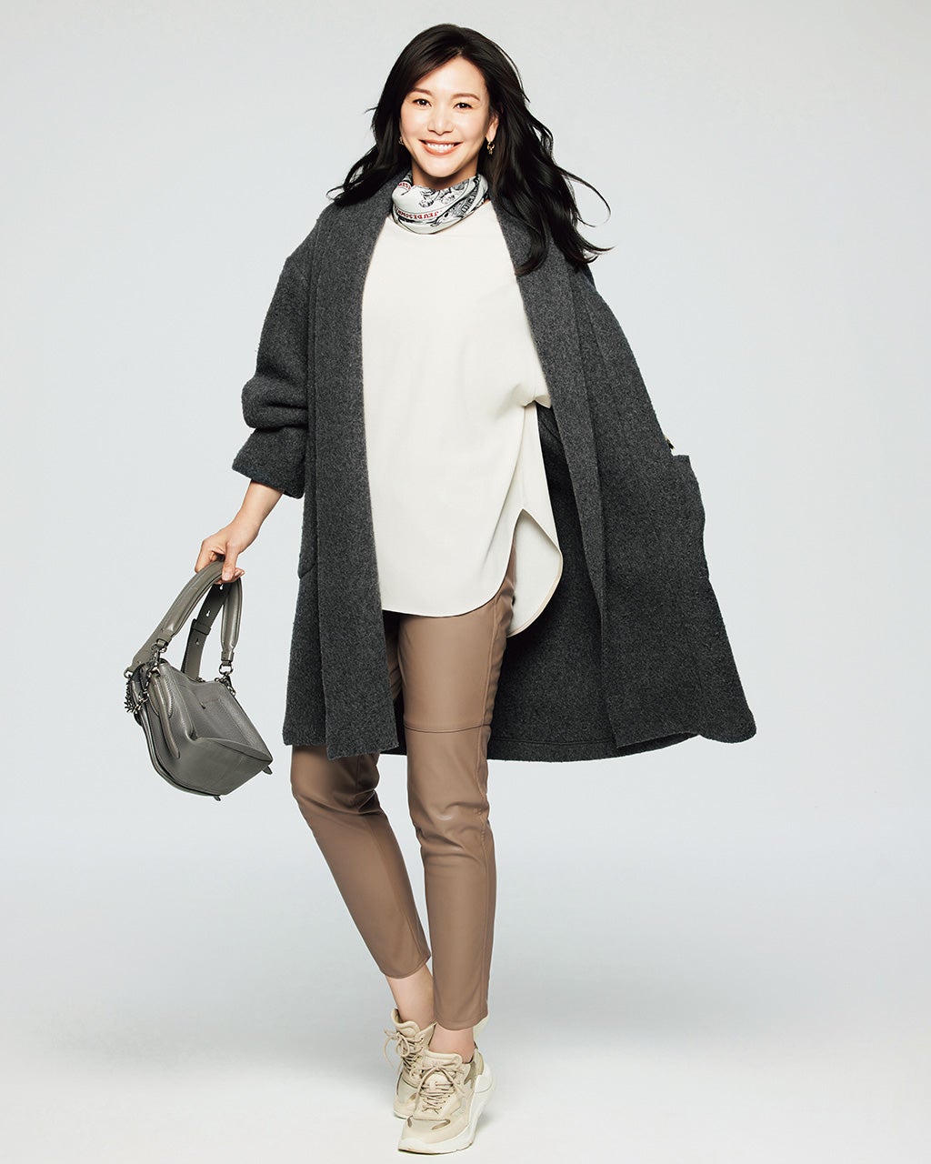 エコレザー・ギャザータックパンツ/40代50代からのレディース