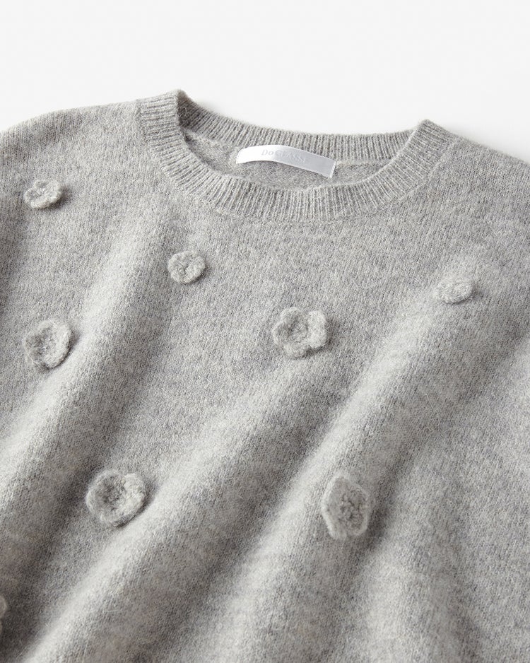 フラワーモチーフ・アルパカ混セーター 詳細画像 グレー 2