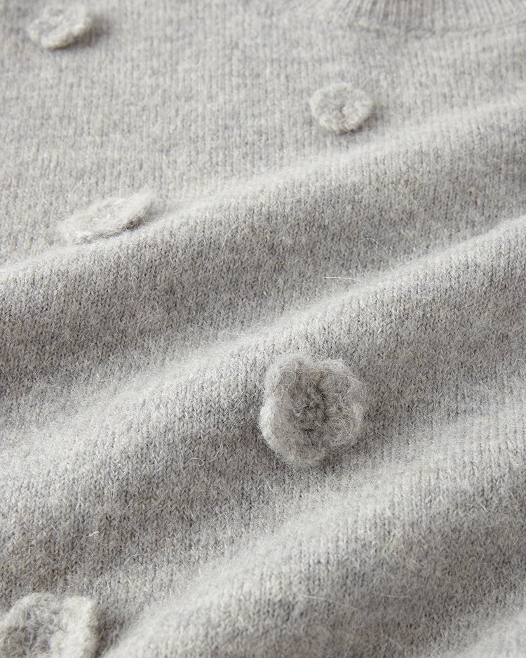 フラワーモチーフ・アルパカ混セーター 詳細画像 グレー 4