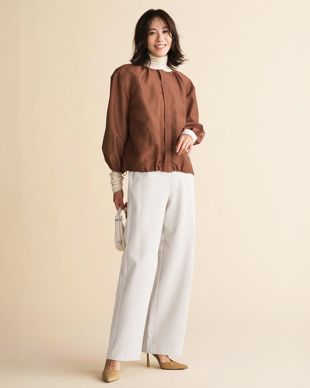 レディース　ズボン　ホワイト　新品 白鷺ニット 日本製 綿ガーゼ インナー 9分丈 ボトムス パンツ