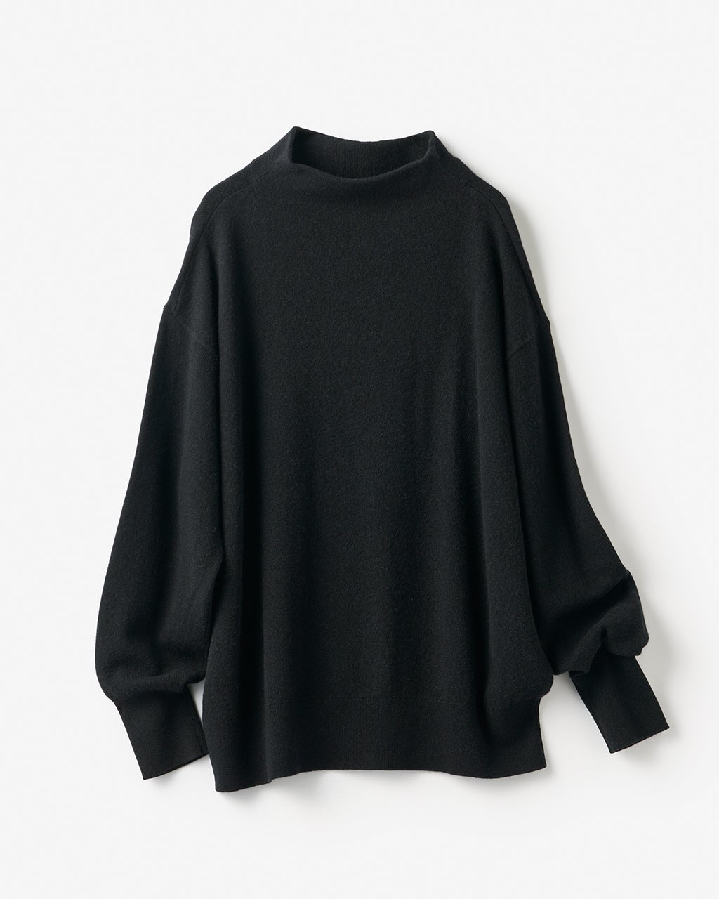 【美品✨】martinique カシミヤ混　バックボタン　ニット　ハイネック　黒 カシミヤ混・ハイネックニット/DoCLASSE