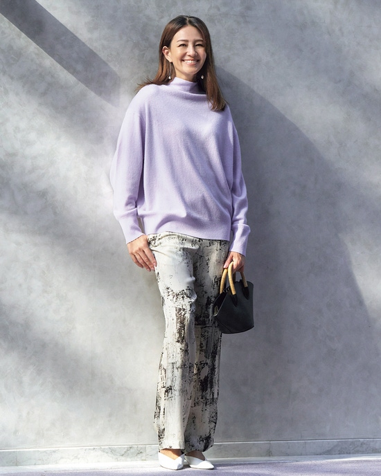 カシミヤ混・ハイネックニット