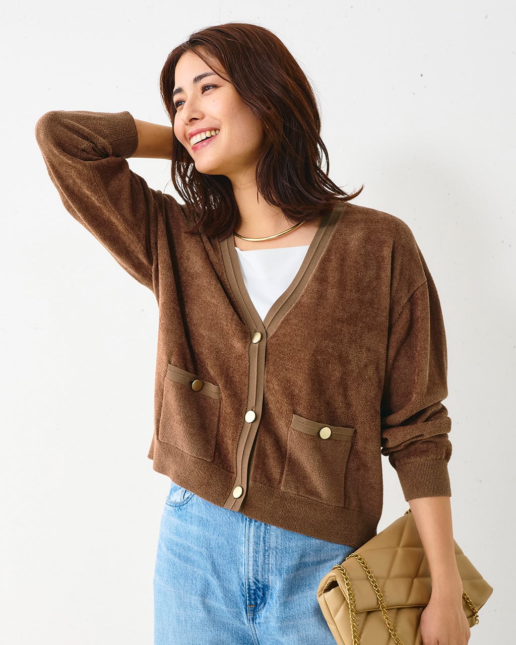 モールニット・Vネックカーディガン/DoCLASSE