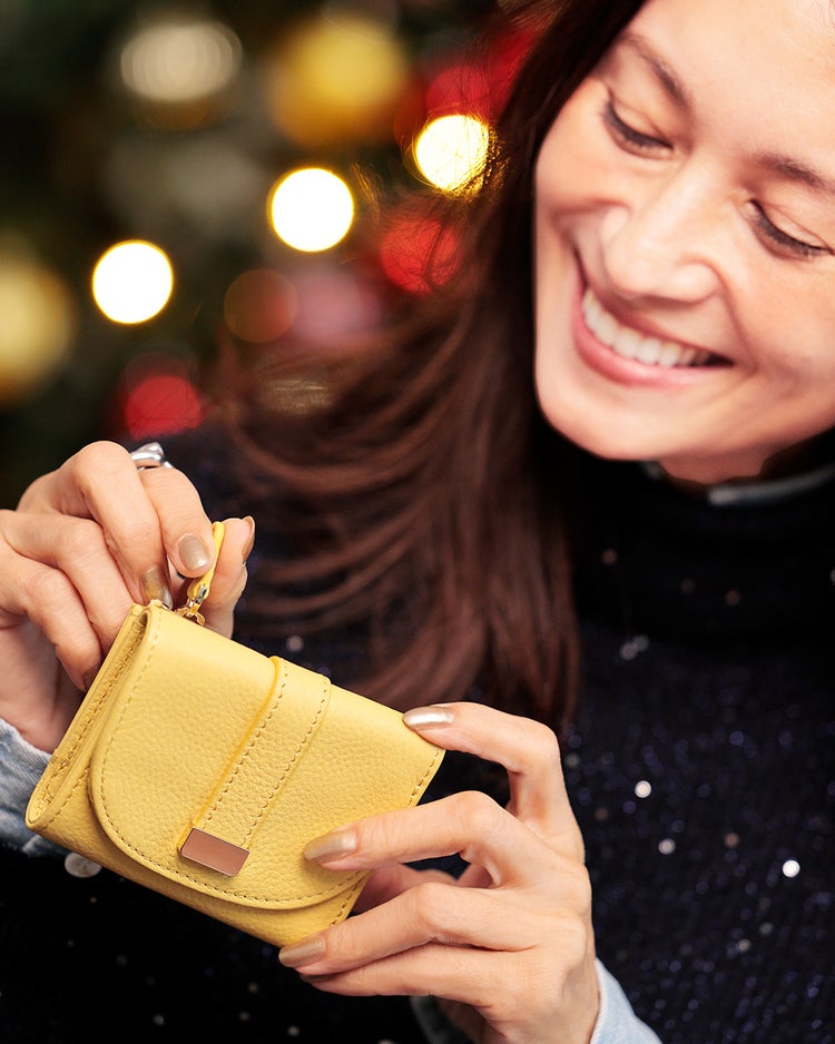 本革・三つ折りコンパクトウォレット 詳細画像 ライトイエロー 1