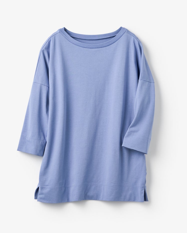 高密度シルコットン・7分袖Tシャツ／63cm丈 詳細画像 サックス 5