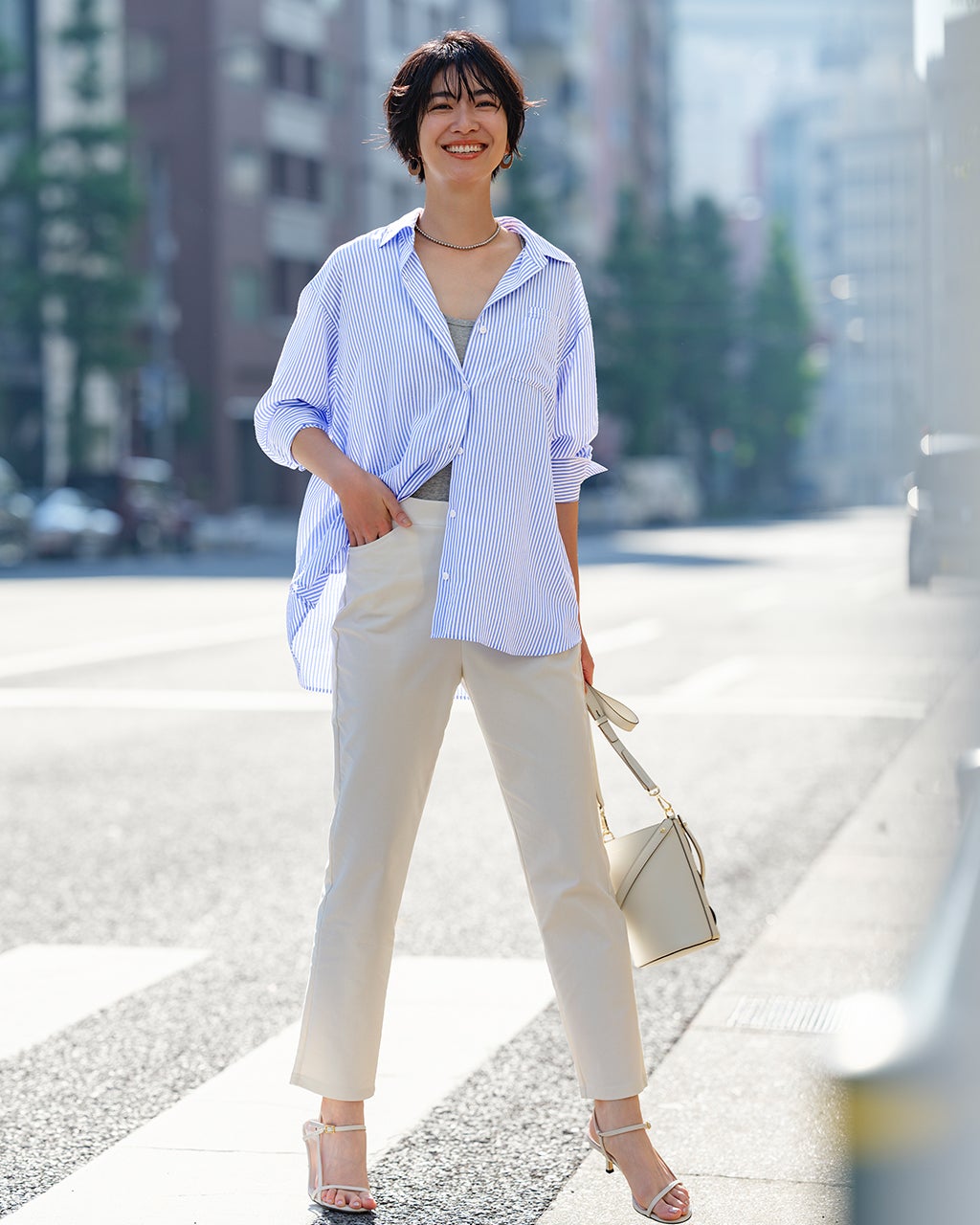 ex-ページ ダブルポケット・ワイドカフスシャツ/40代50代からのレディース