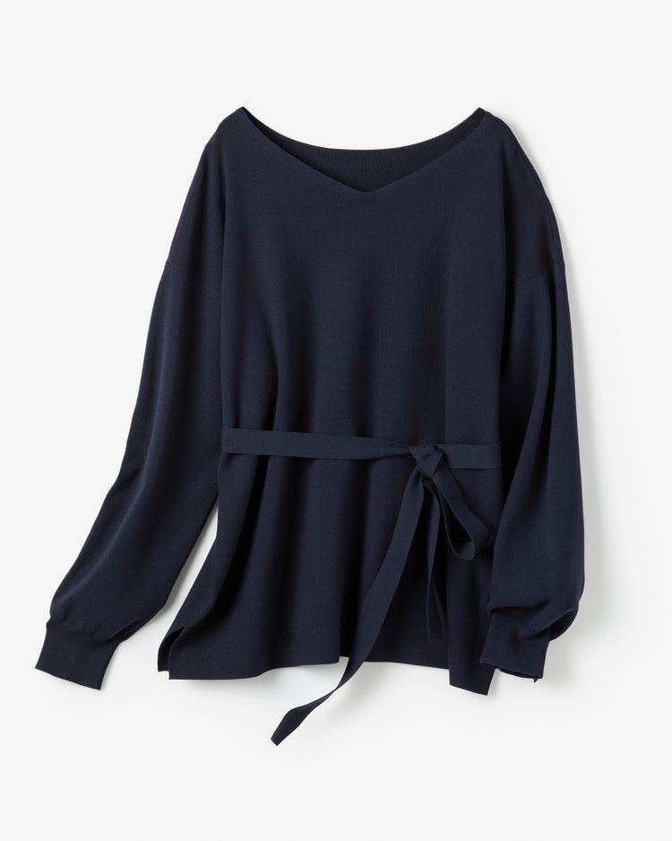 総針ニット・前後2WAYプルオーバー 詳細画像 ネイビー 3