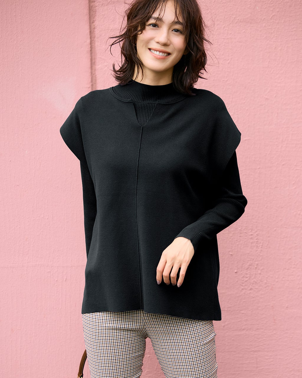 ハイネック＆ベスト・レイヤードセット/40代50代からの