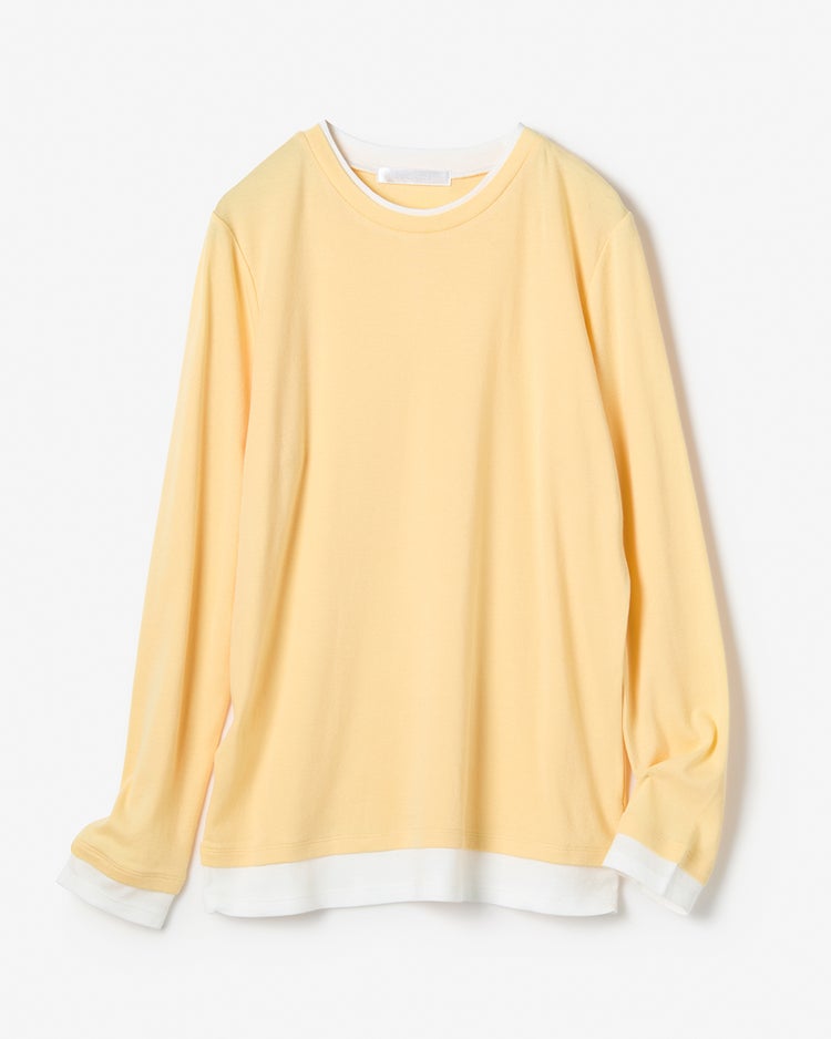 コットンガーゼ・配色クルーネック/長袖 詳細画像 イエロー 4