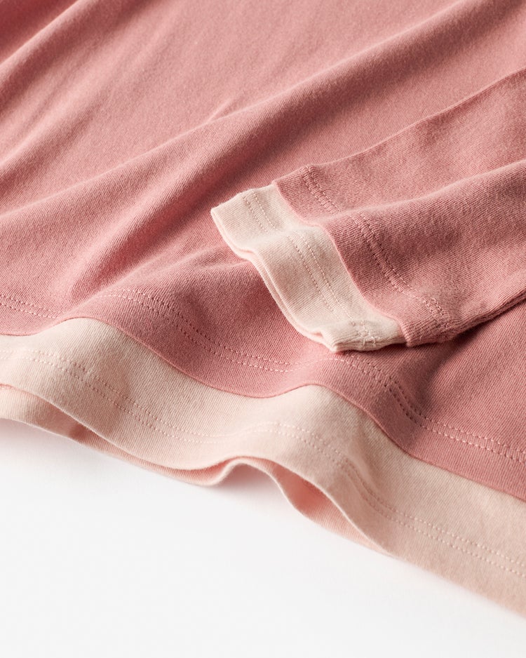 コットンガーゼ・配色クルーネック/長袖 詳細画像 ダスティーピンク 2