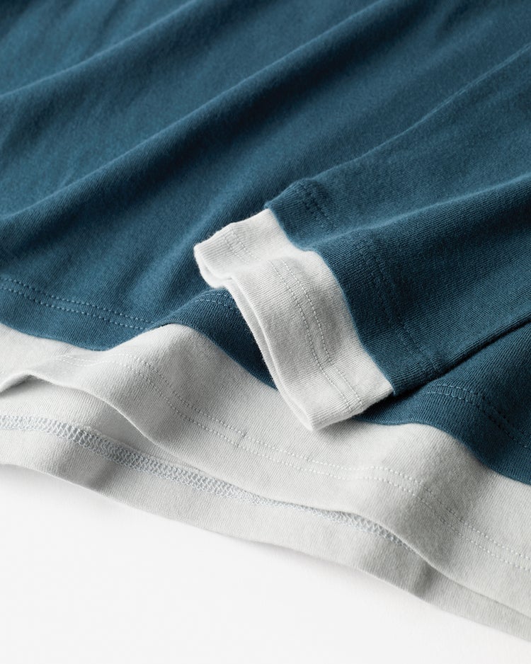 コットンガーゼ・配色クルーネック/長袖 詳細画像 ダークピーコック 2