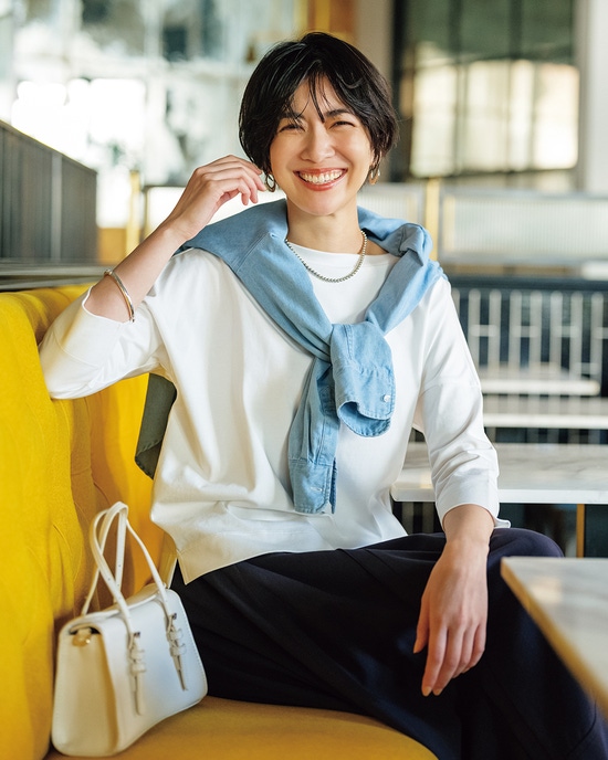 高密度シルコットン・7分袖Tシャツ／52cm丈