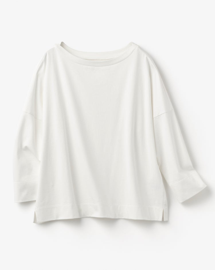 高密度シルコットン・7分袖Tシャツ／52cm丈 詳細画像 オフホワイト 3