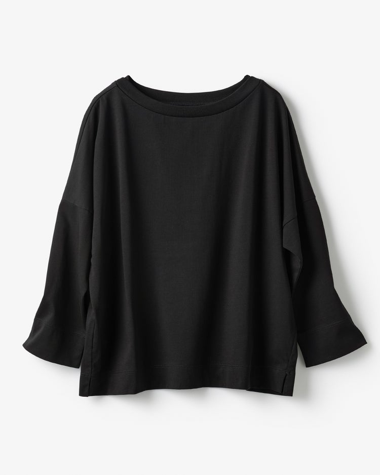 高密度シルコットン・7分袖Tシャツ／52cm丈 詳細画像 ブラック 3