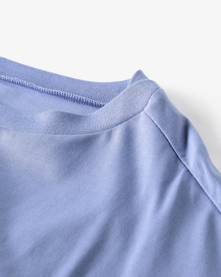 高密度シルコットン・7分袖Tシャツ／52cm丈 詳細画像 サックス 5
