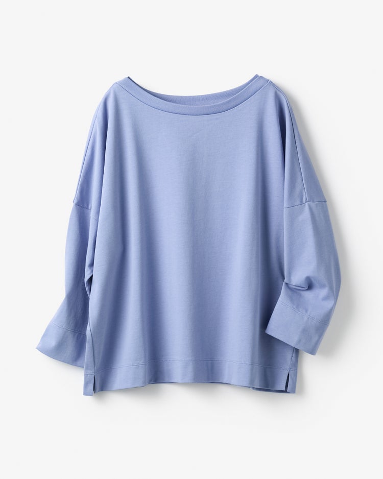 高密度シルコットン・7分袖Tシャツ／52cm丈 詳細画像 サックス 7